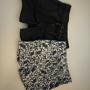 Black and Patterned Swim Shorts